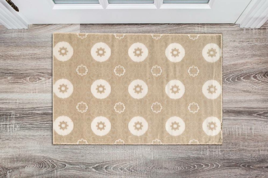 Rugs * | Online Sales Prisma Karma Light Beige & White 2 3 Linon Home Decor Rugpa1123