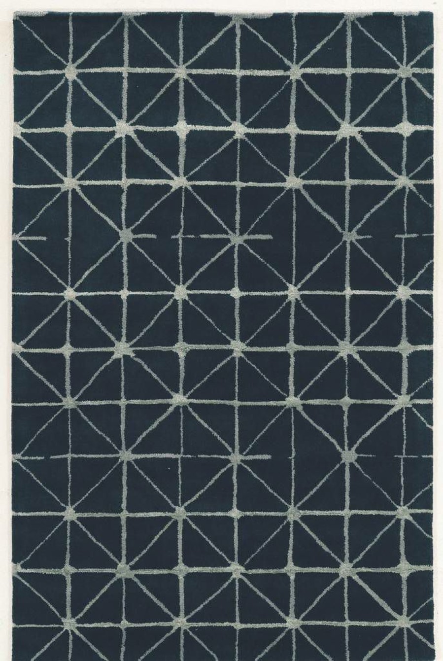 Rugs * | Special Style Aspire Wool Triangle Navy & Ivory 2 3 Linon Home Decor Rugae1523