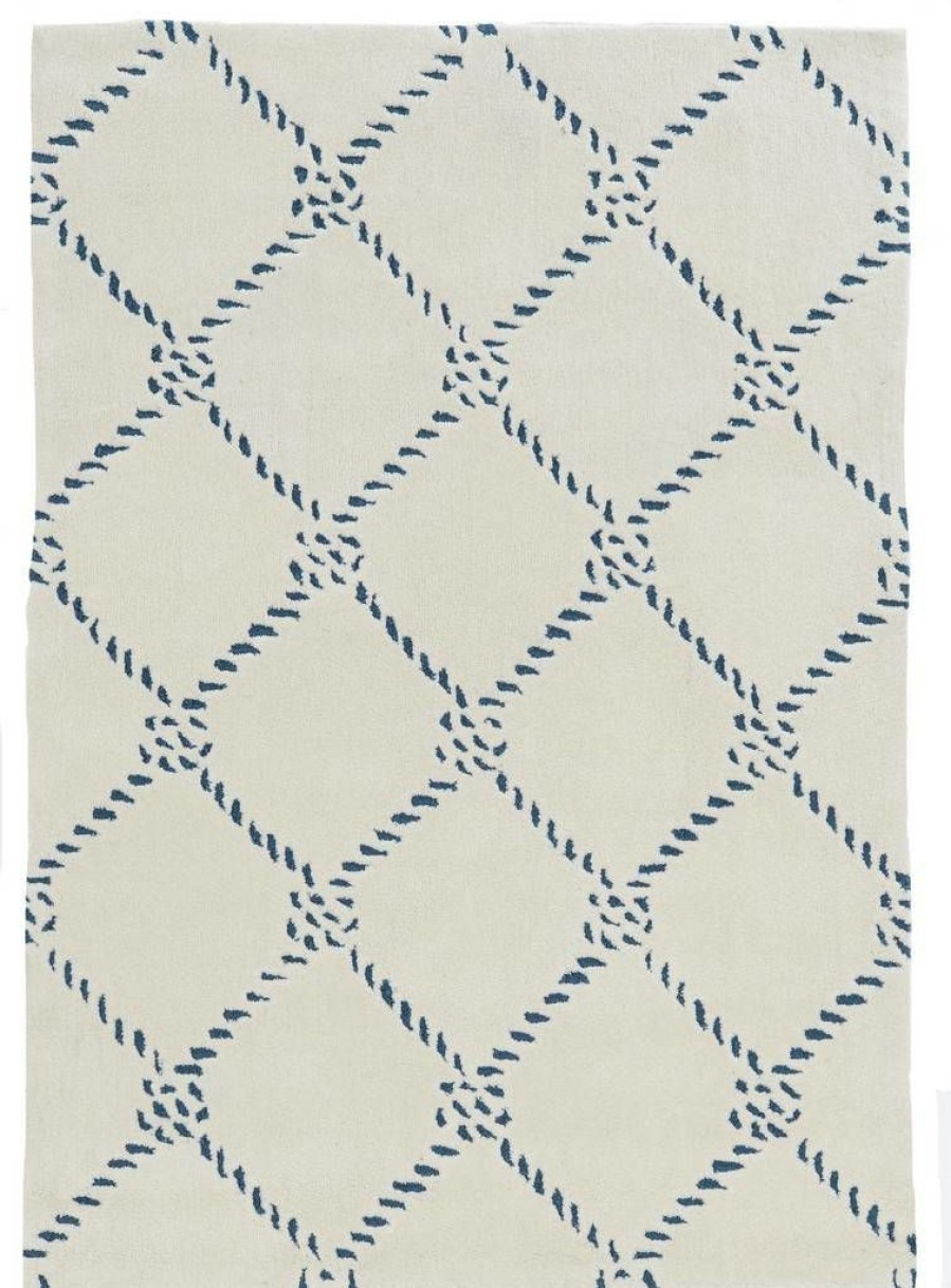 Rugs * | Top Sellers Trio Rope Qua Ivory & Navy 2 3 Linon Home Decor Rugta58323