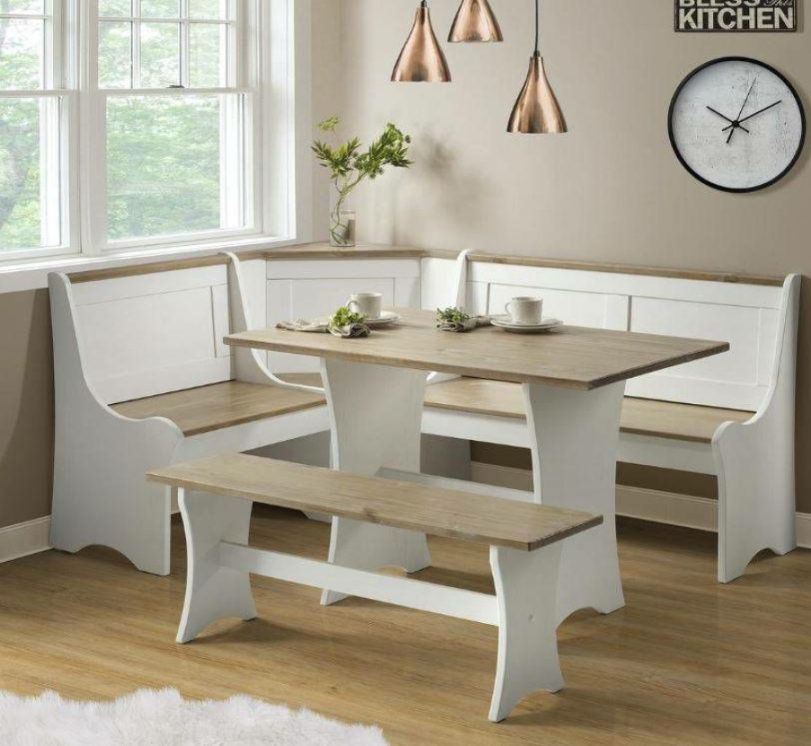 Kitchen & Dining * | Quick Delivery Parkside Antique White Nook Linon Knk156Whtabu