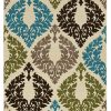 Rugs * | Classical Claremont Damask Ivory & Turquoise 2 3 Linon Home Decor Rugct1423