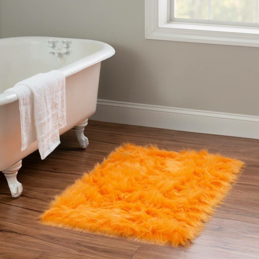 Rugs * | Cheap Faux Sheepskin Orange 20 30 Linon Home Decor Rug-Orngsheep2234