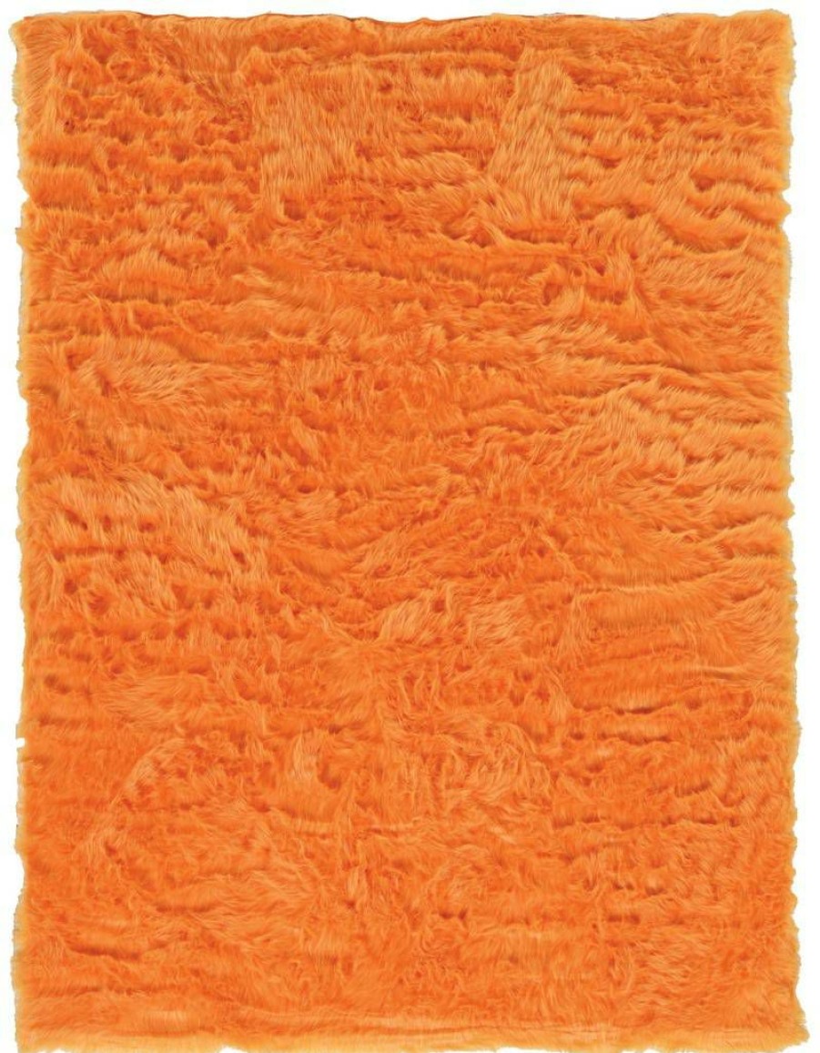 Rugs * | Cheap Faux Sheepskin Orange 20 30 Linon Home Decor Rug-Orngsheep2234