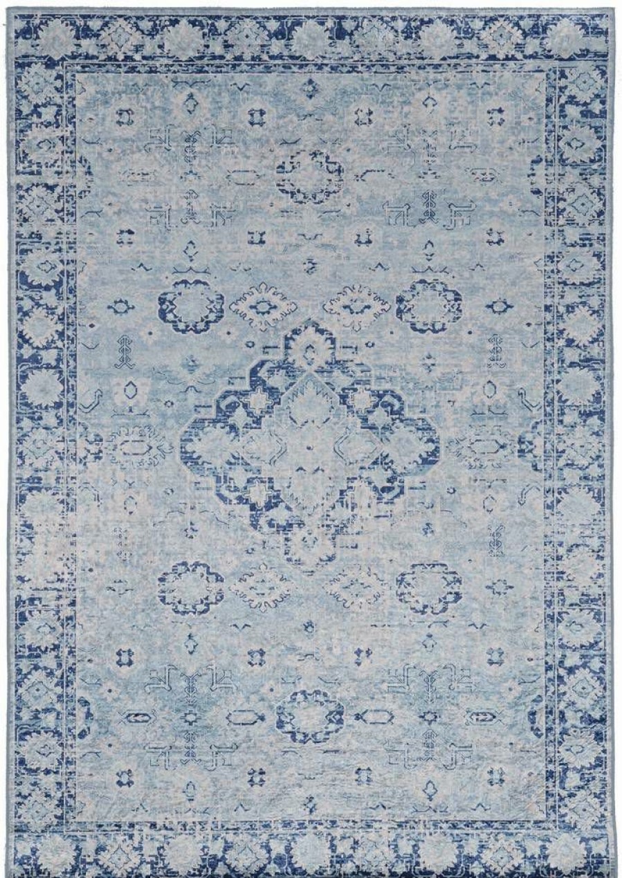 Rugs * | Attractive Emerald Canton Blue & Ivory 2.2 3.2 Linon Home Decor Rugem1023