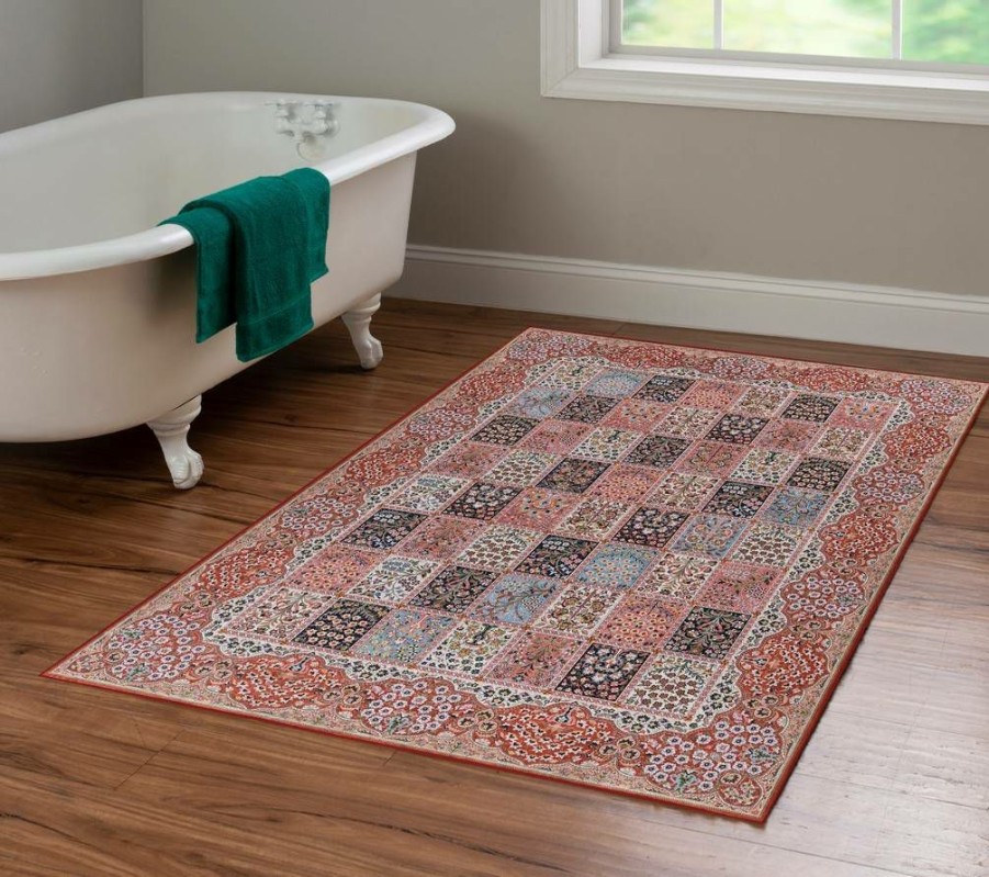 Rugs * | Special Style Emerald Morris Red & Ivory 3.3 5 Linon Home Decor Rugem3335