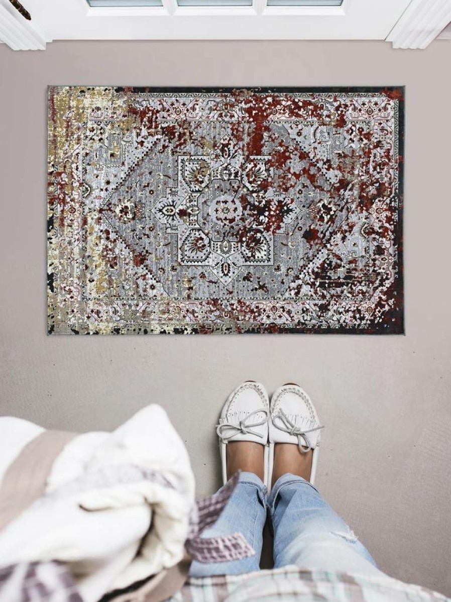 Rugs * | Online Sales Elixir Shayla Grey & Garnet 2 3 Linon Home Decor Ruger0323