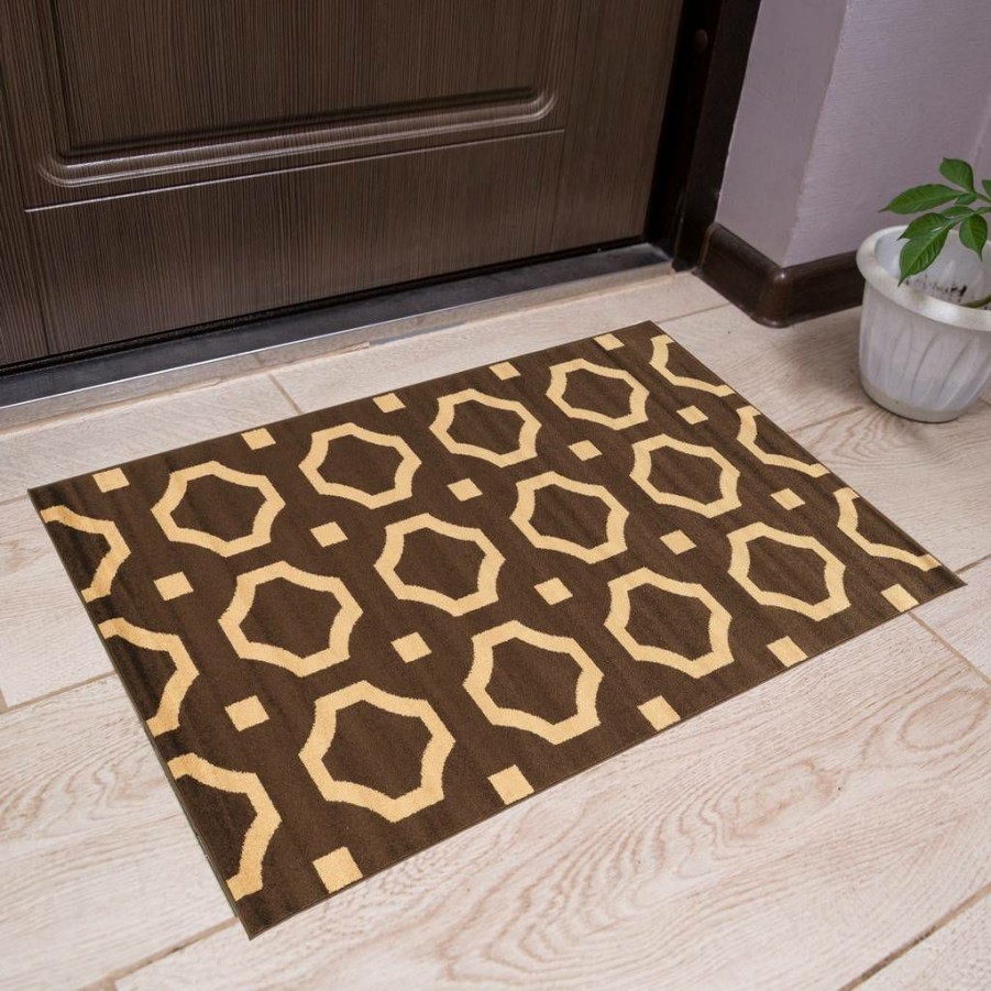 Rugs * | Top Sellers Claremont Octagon Brown & Beige 2 3 Linon Home Decor Rugct2323