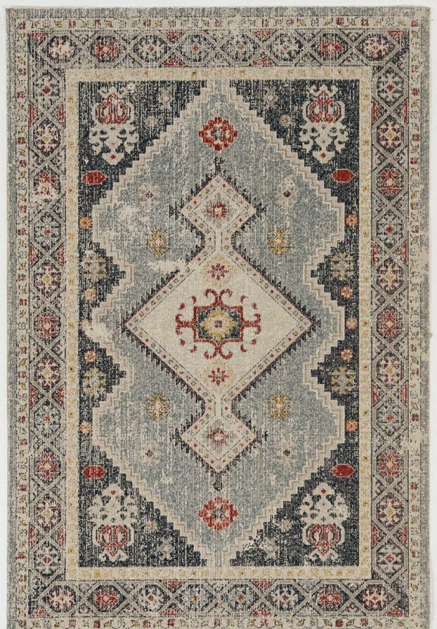 Rugs * | Cheap Great Zero Marle Ivory & Blue 3 5 Linon Home Decor Ruggz0335