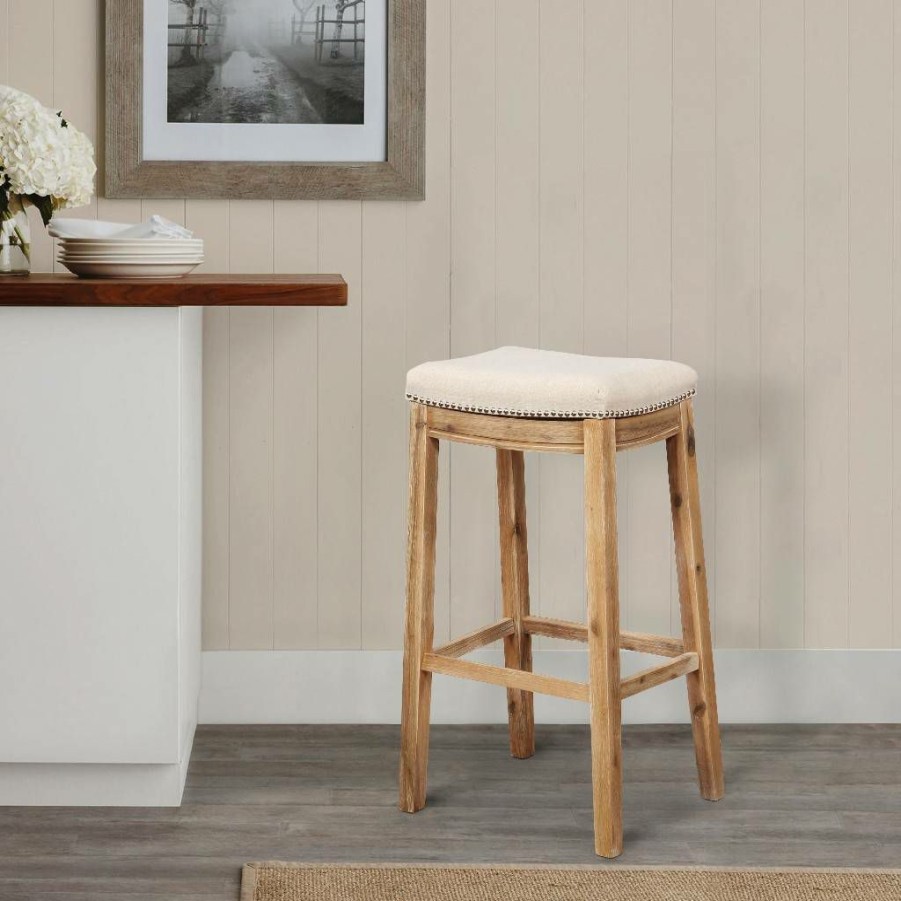 Bar * | Online Sales Claridge Acacia Bar Stool Linon Bs215Nat01