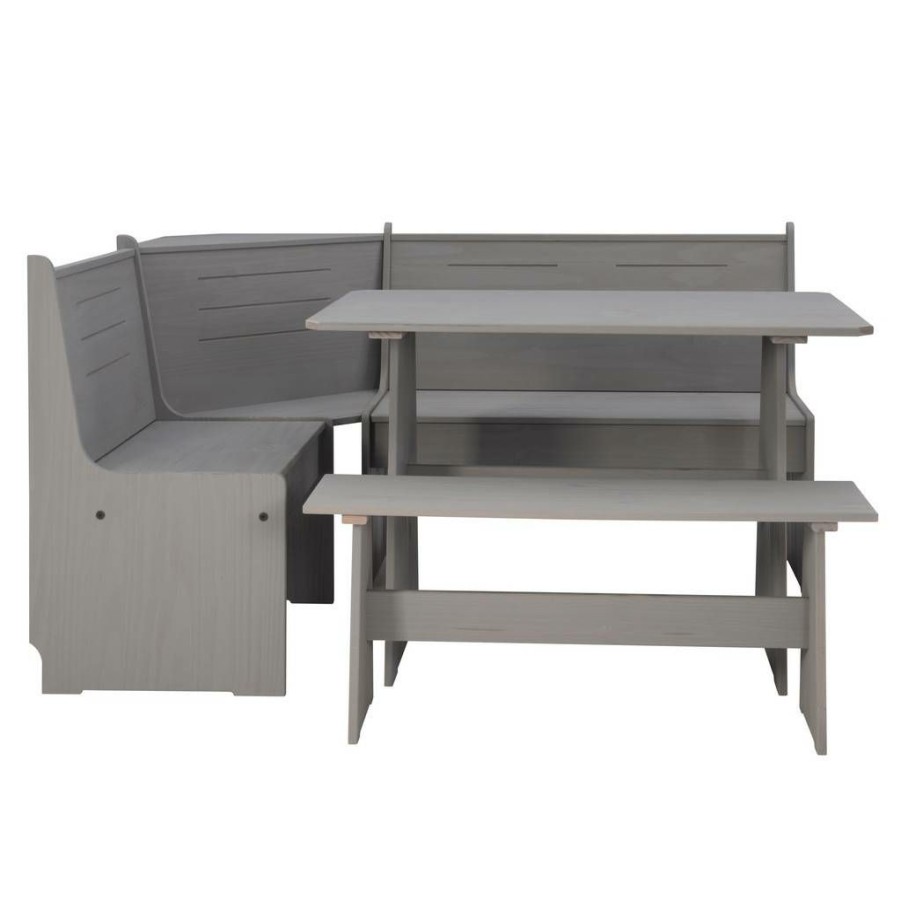 Kitchen & Dining * | Crazy Deals Waldron Corner Nook Set Grey Kit Linon Knk167Gryabu