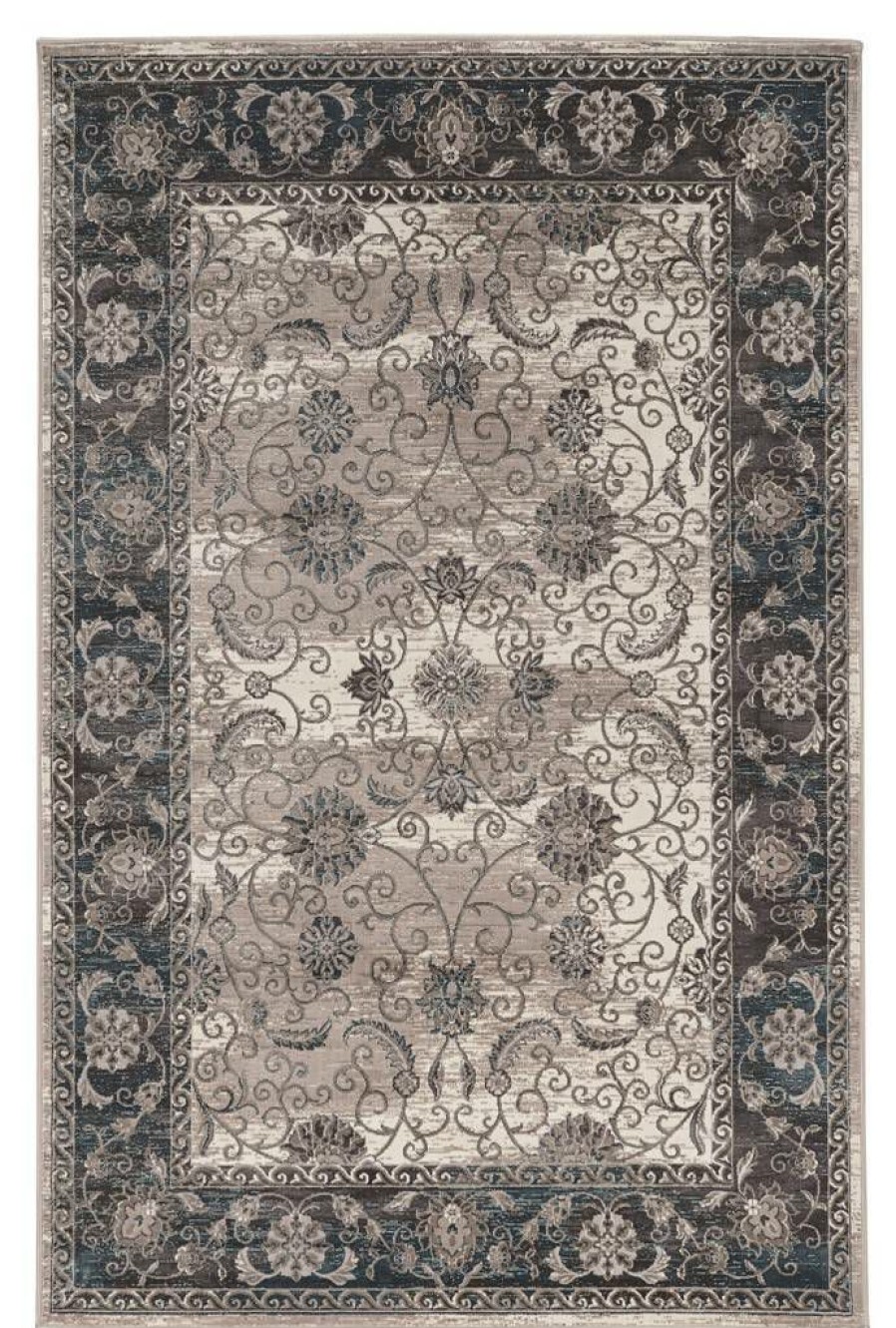 Rugs * | Online Sales Vintage Isfahan Grey & Charcoal 2 3 Linon Home Decor Rugvt2223