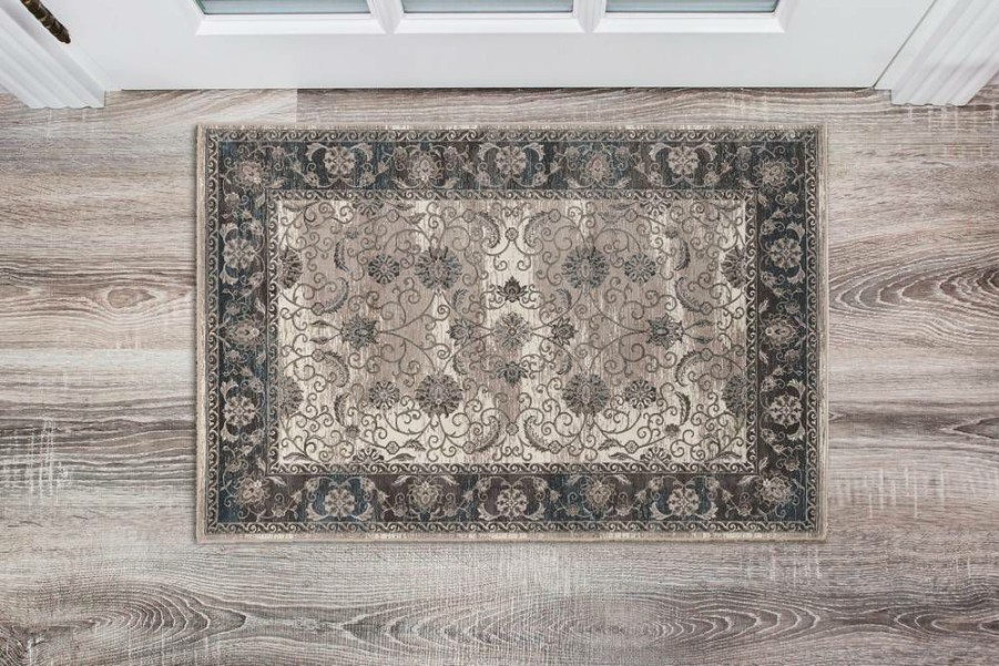 Rugs * | Online Sales Vintage Isfahan Grey & Charcoal 2 3 Linon Home Decor Rugvt2223