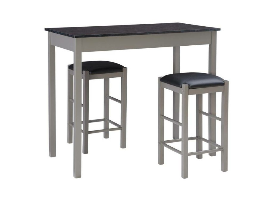 Kitchen & Dining * | Closeout Sale Lancer Tavern Set Grey Faux Marble Linon Ts50Gry01U