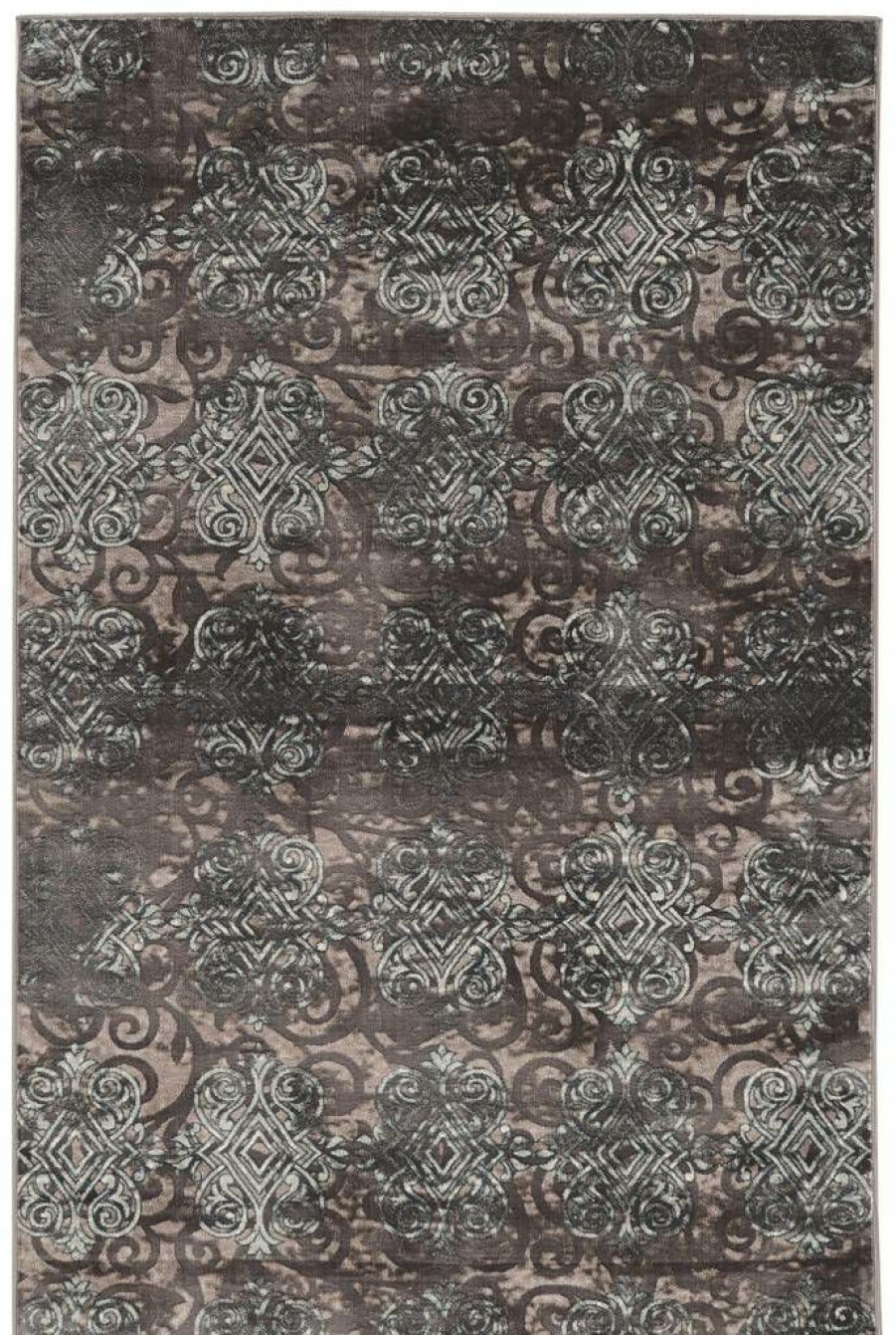 Rugs * | Closeout Sale Vintage Trellis Grey & Blue 2 3 Linon Home Decor Rugvt0823