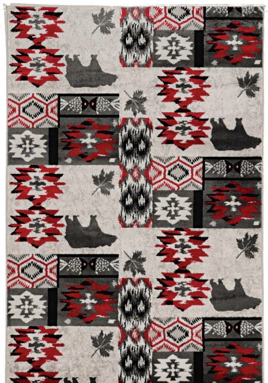 Rugs * | Best Sellers Lodge Mason Grey & Red 3 5 Linon Home Decor Ruglg0135