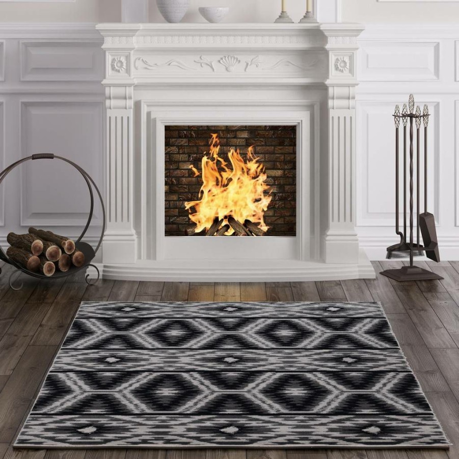 Rugs * | Fashion Lodge Alder Grey & Charcoal 3 5 Linon Home Decor Ruglg0235