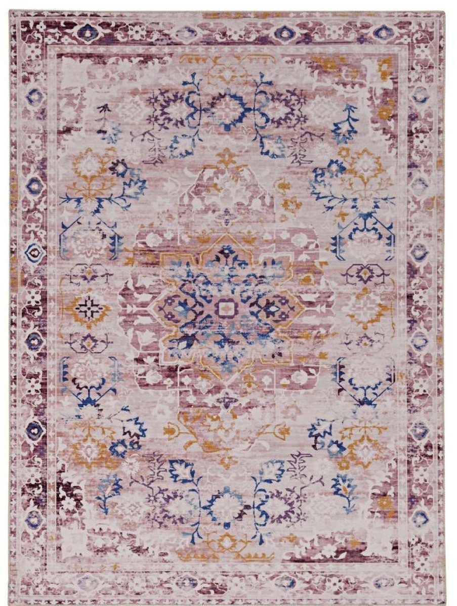 Rugs * | Online Sales Washable Micah Pink/Gold 2 3 Linon Home Decor Rugwr0523