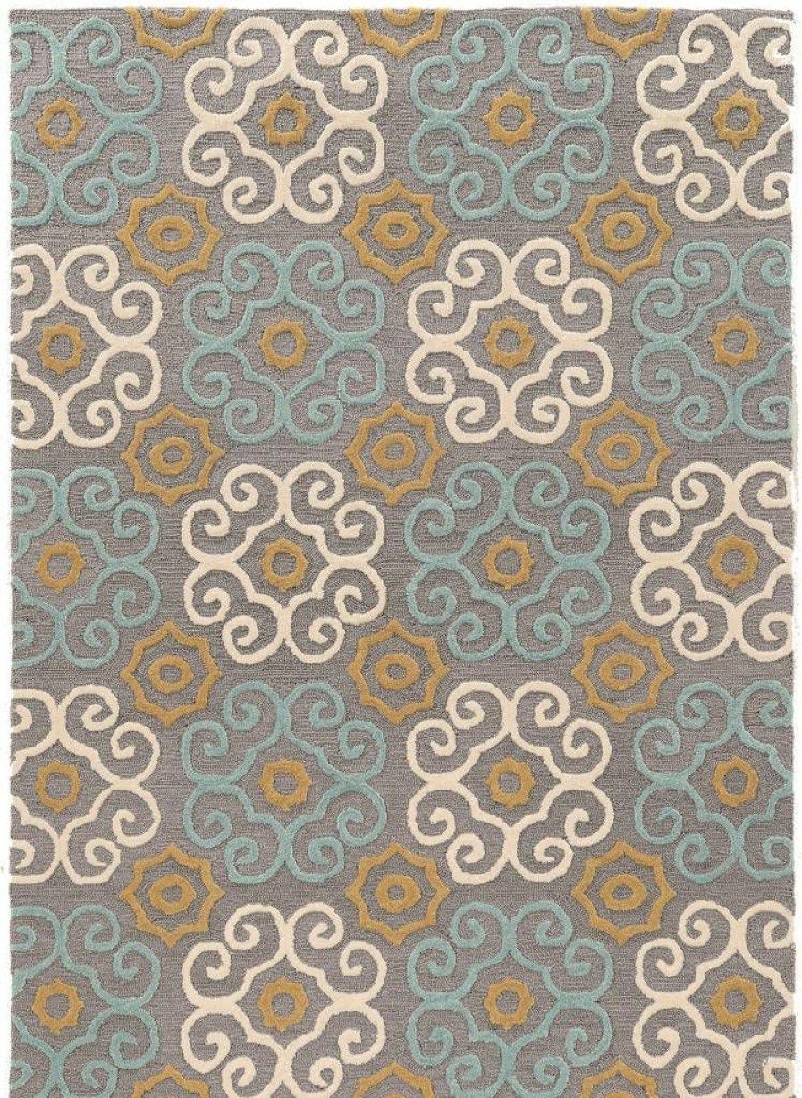 Rugs * | Online Sales Trio Clara Grey & Aqua 1.10 2.10 Linon Home Decor Rugta55423