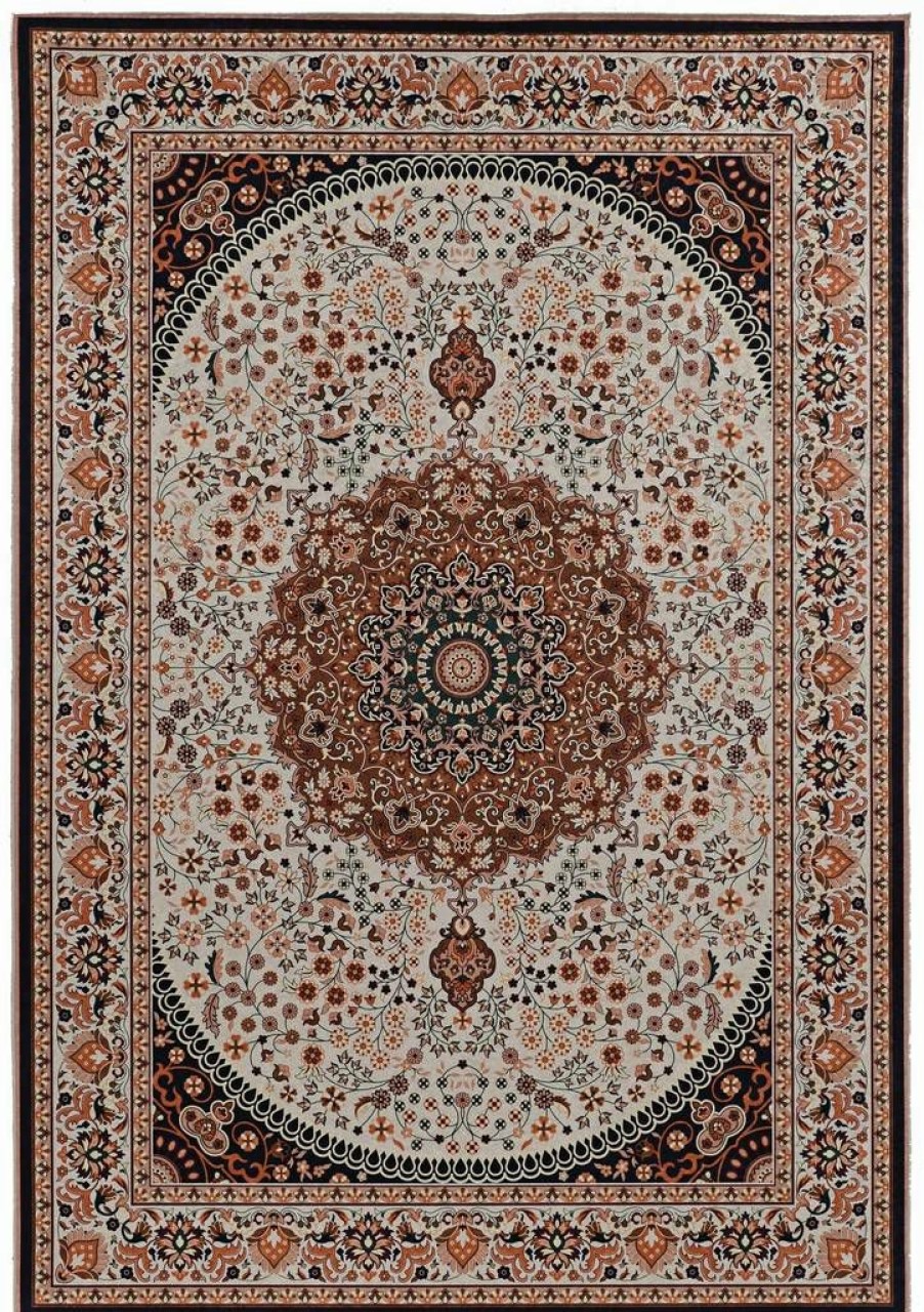 Rugs * | High Quality Emerald Harris Cream & Copper 6.7 9.7 Linon Home Decor Rugem0271