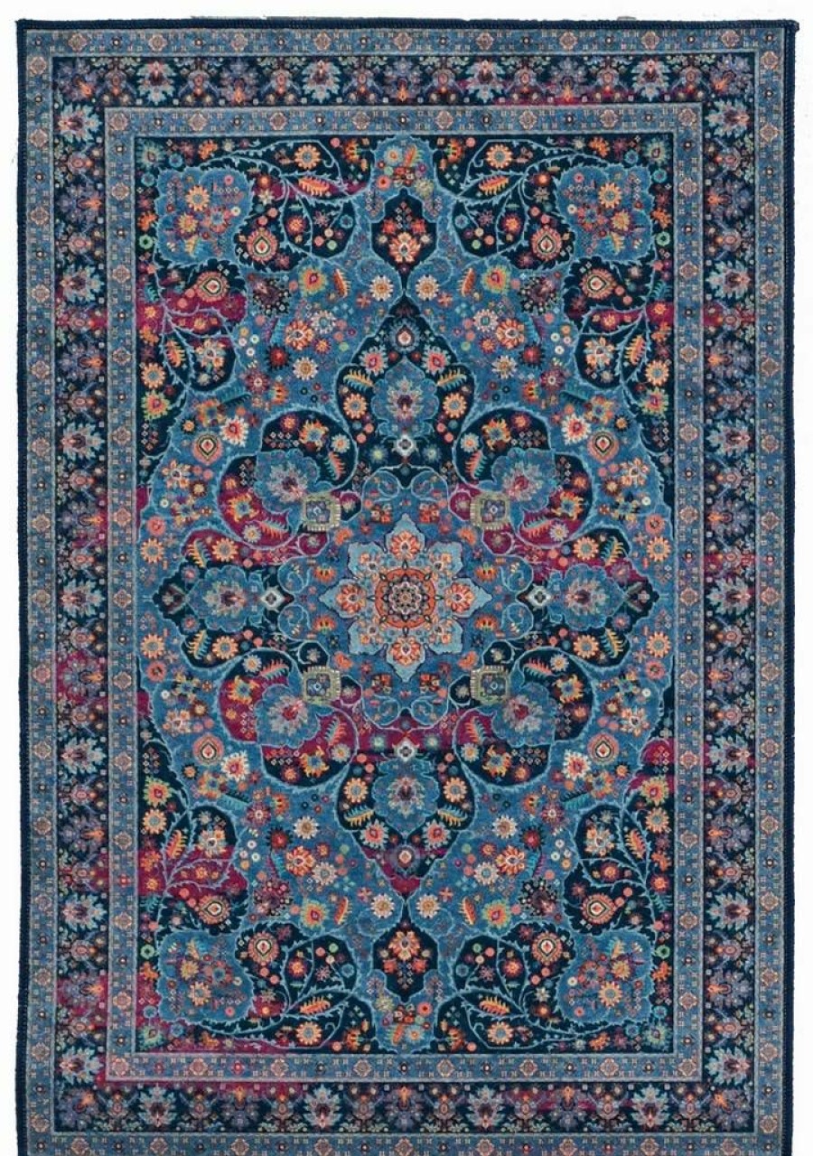 Rugs * | Cheap Emerald Grenier Navy & Blue 3.3 5 Linon Home Decor Rugem0635