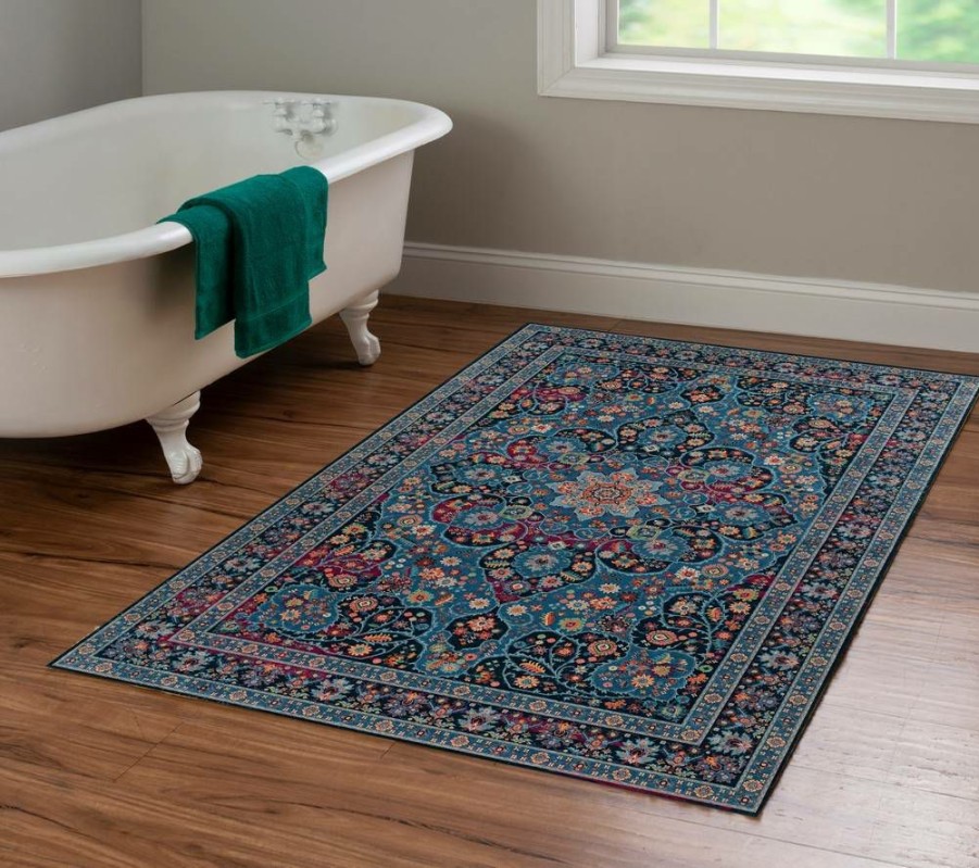 Rugs * | Cheap Emerald Grenier Navy & Blue 3.3 5 Linon Home Decor Rugem0635