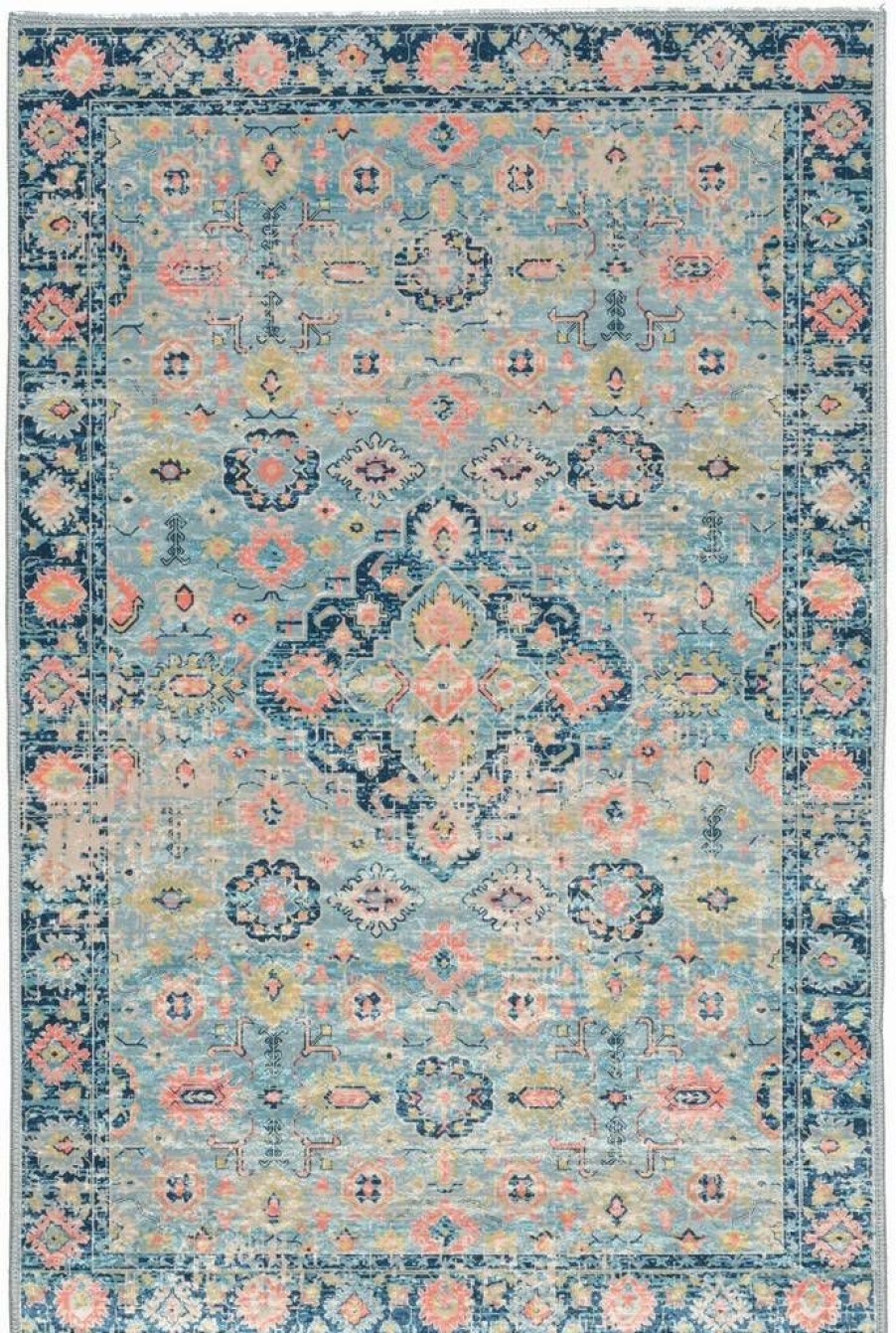 Rugs * | Top Sellers Emerald Canton Blue & Ivory 2.2 3.2 Linon Home Decor Rugem1823