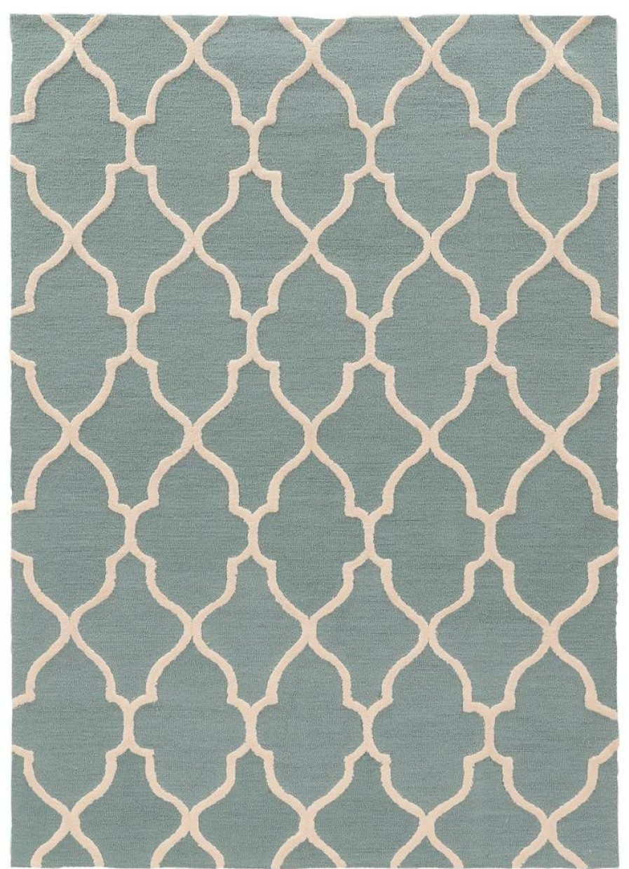 Rugs * | Fashion Trio Geo Turquoise & Ivory 1.10 2.10 Linon Home Decor Rugta70623