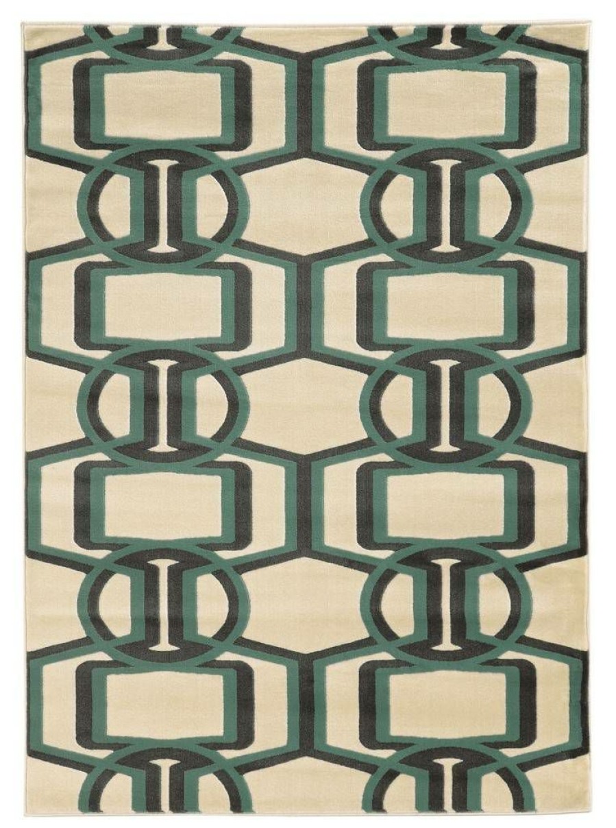 Rugs * | Excellent Roma Bridle Grey & Turquoise 2 3 Linon Home Decor Rugra0223