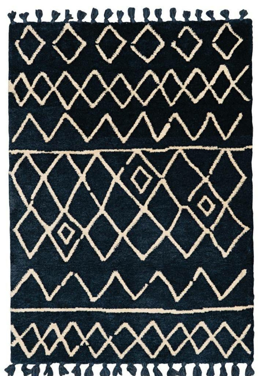 Rugs * | Exclusive Design Marrakech Zag Blue & Ivory 2 3 Linon Home Decor Rugmk0623