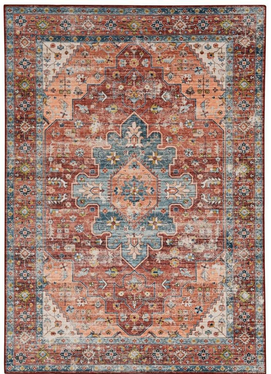 Rugs * | Crazy Deals Washable Carter Rust/Ivory 2 3 Linon Home Decor Rugwr1423