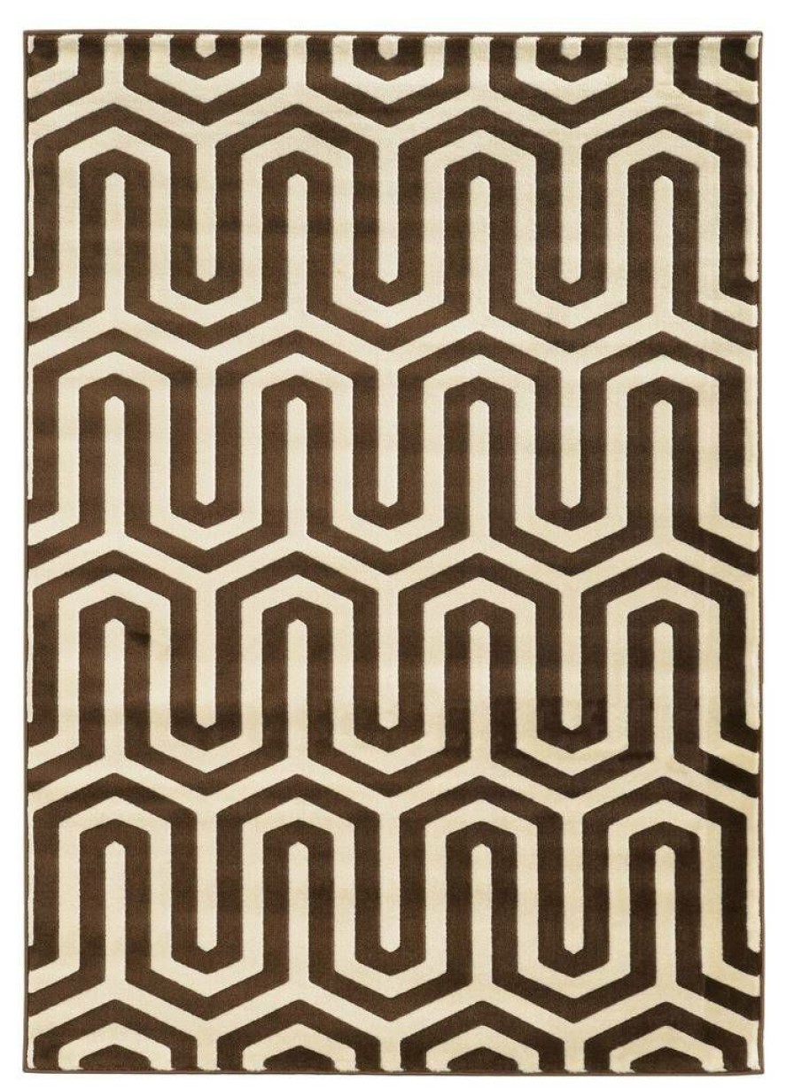 Rugs * | High Quality Roma Zigzag Ivory & Chocolate 2 3 Linon Home Decor Rugra1023