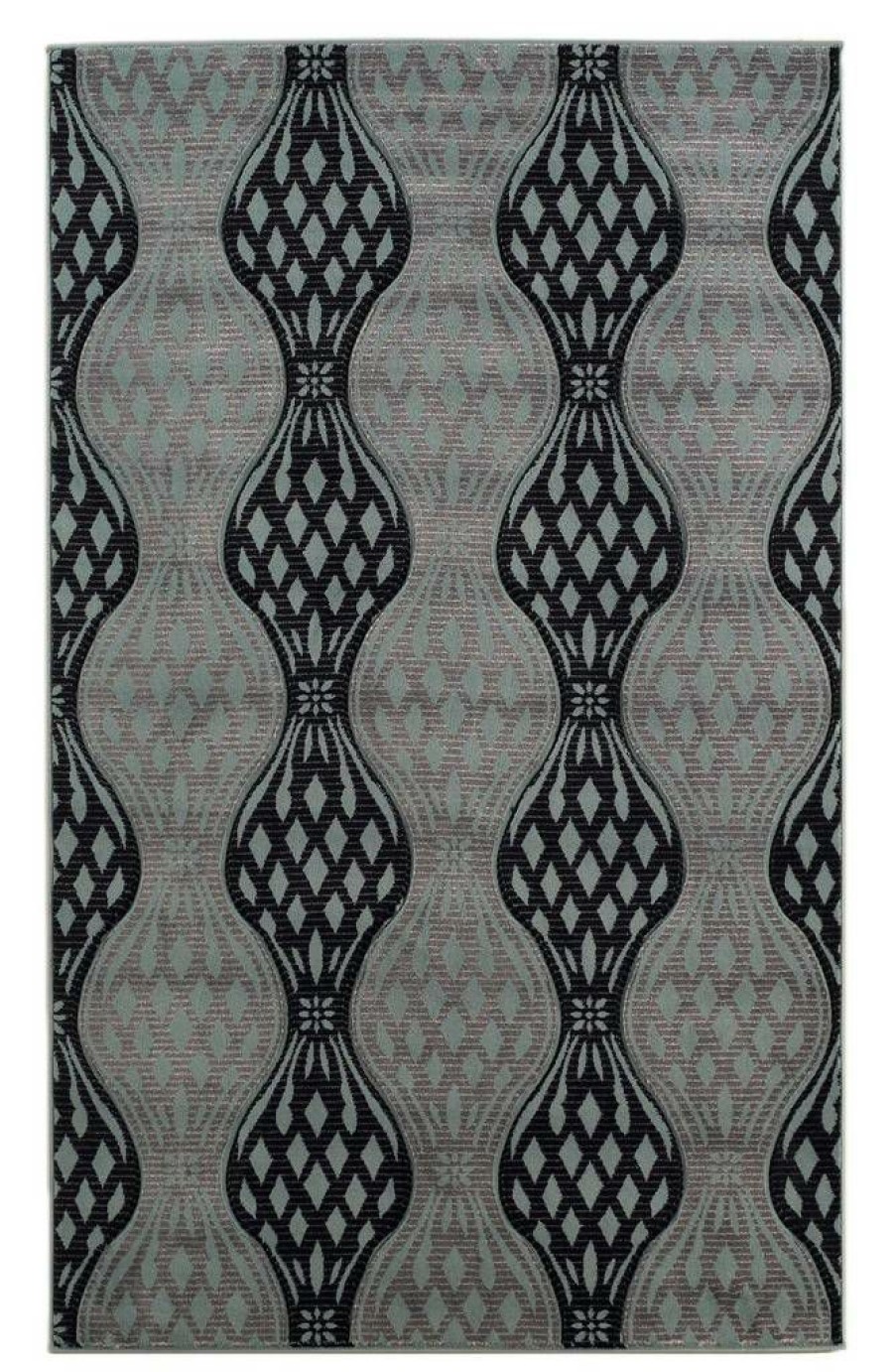 Rugs * | Exclusive Design Milan Mylon Black & Turquoise 1.10 2.10 Linon Home Decor Rug-Mn1723