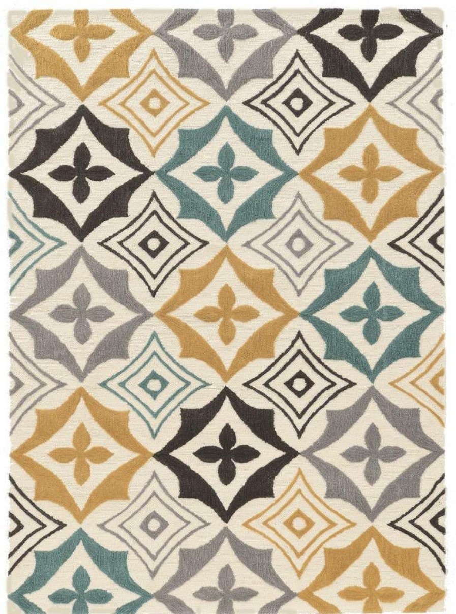 Rugs * | Top Sellers Trio Emblem Ivory & Grey 1.10 2.10 Linon Home Decor Rugta56123