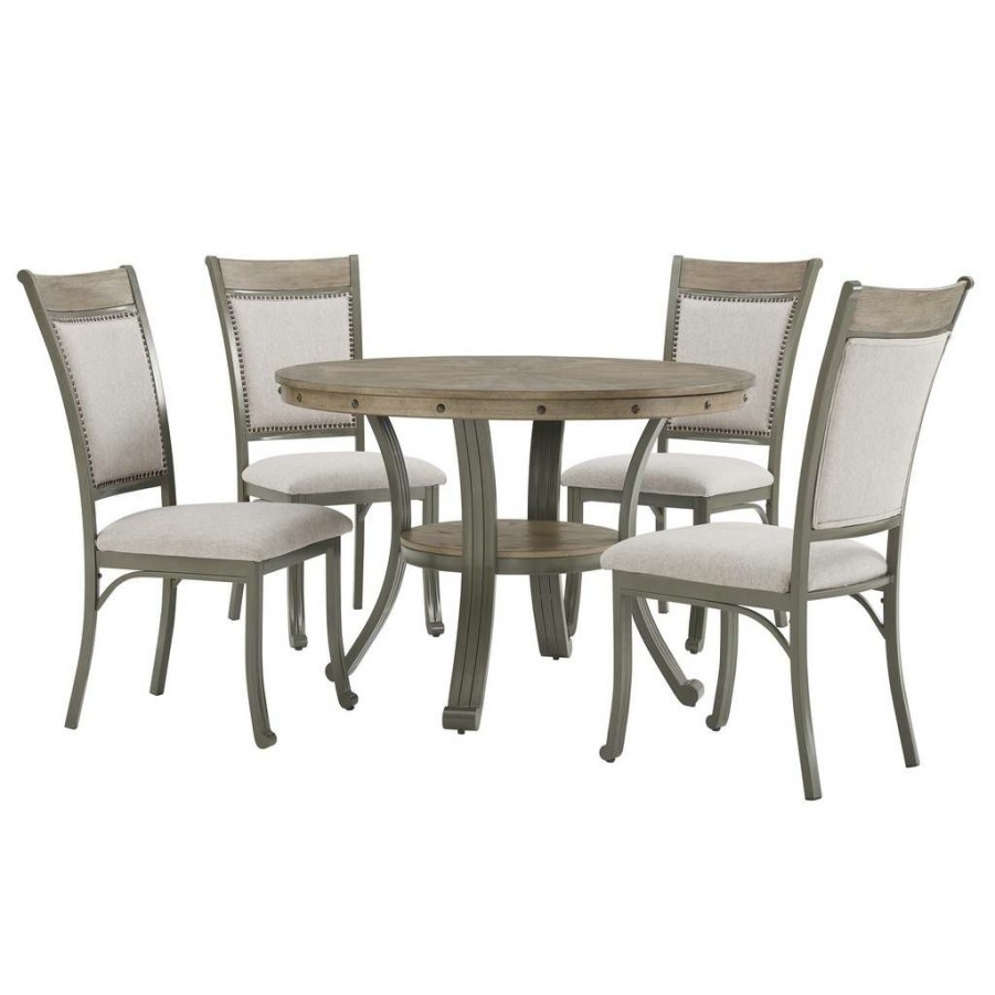 Kitchen & Dining * | Cheap Franklin 5 Piece Casual Dining Group Pewter Linon D1283B19Dgp