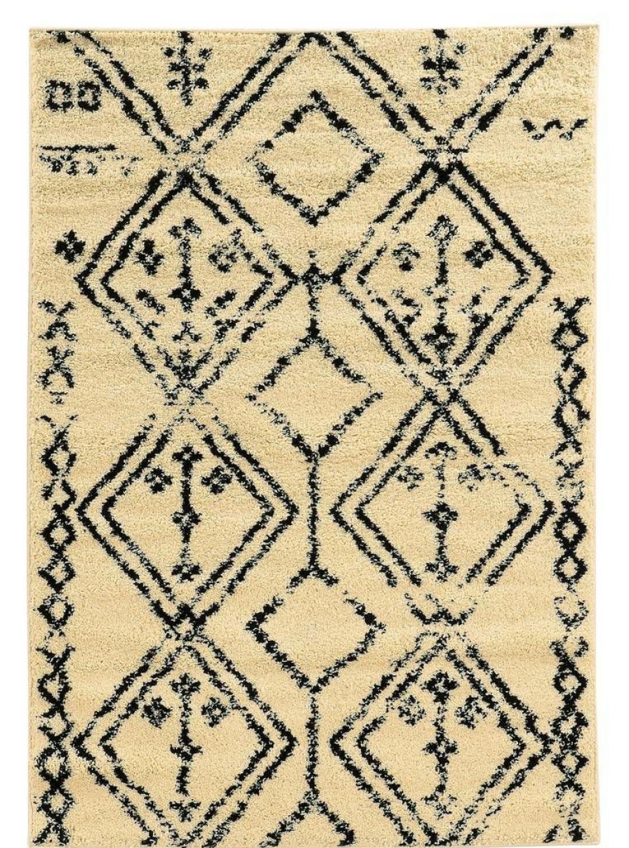 Rugs * | Quick Delivery Moroccan Fes Ivory & Black 3 5 Linon Home Decor Rugmc0635