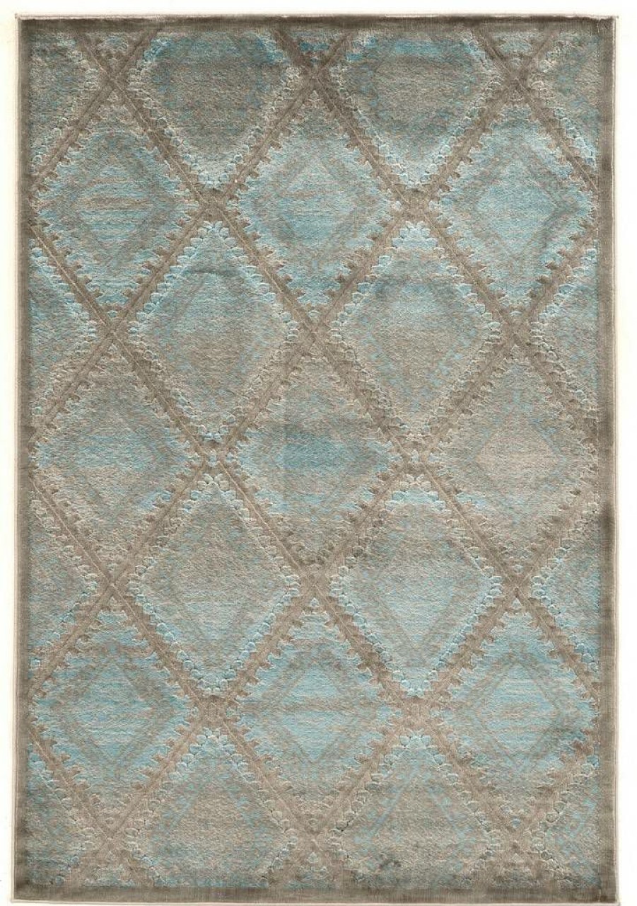 Rugs * | Attractive Platinum Santafe Blue & Black 2 3 Linon Home Decor Rugpm0823