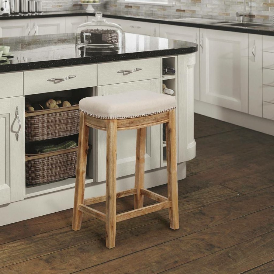 Bar * | Crazy Deals Claridge Acacia Counter Stool Linon Cs216Nat01