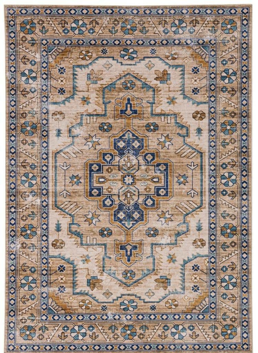 Rugs * | Cheap Washable Julian Ivory/Gold 3 5 Linon Home Decor Rugwr0835