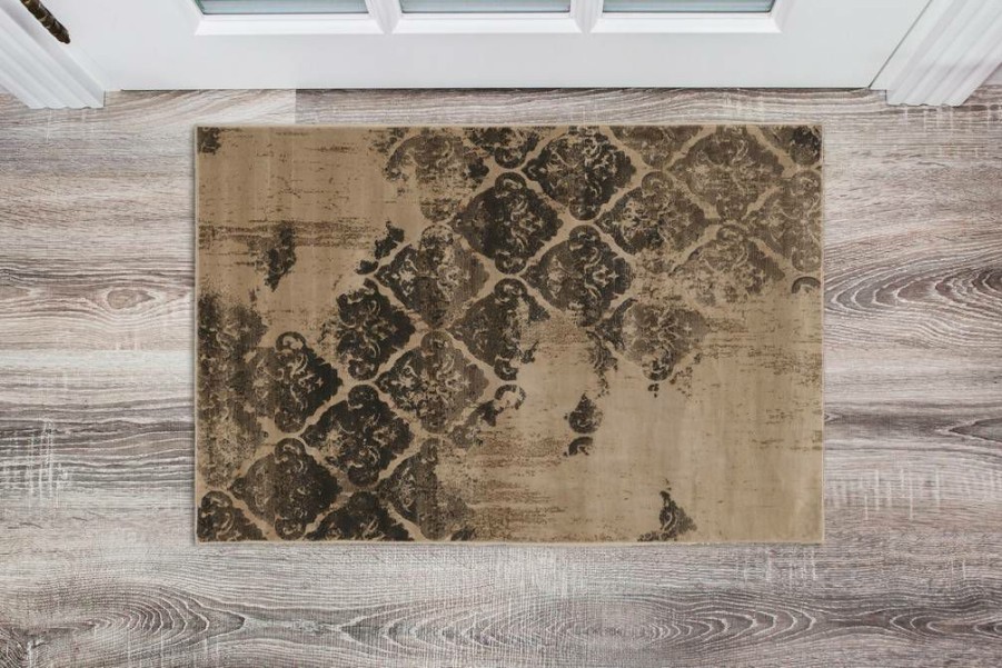 Rugs * | High Quality Jewel Clara Beige & Olive 2 3 Linon Home Decor Rugbyj1523