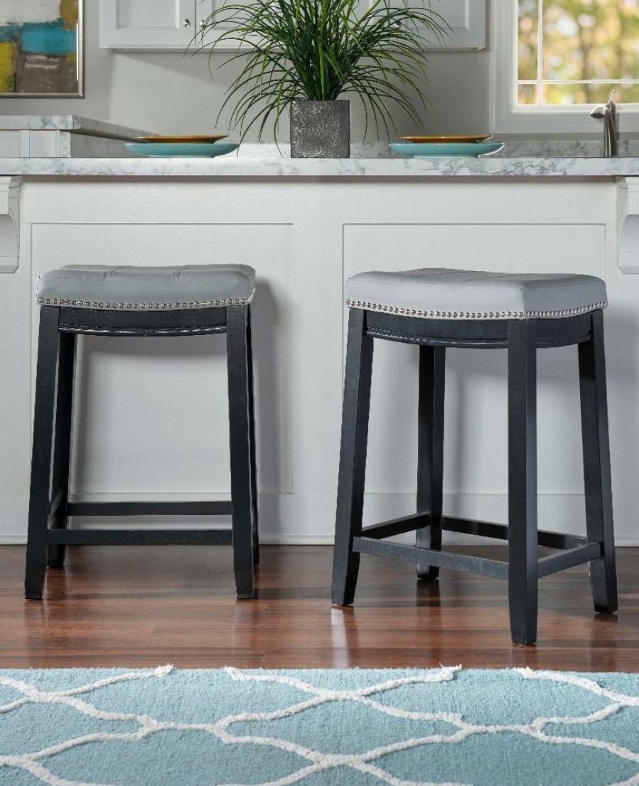 Bar * | Special Style Claridge Gray Counter Stool Linon Cs220Gry01U