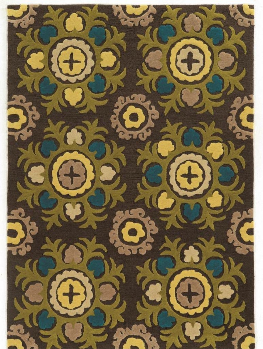 Rugs * | Special Style Trio Suzanni Chocolate & Multi 1.10 2.10 Linon Home Decor Rug-Taf1123