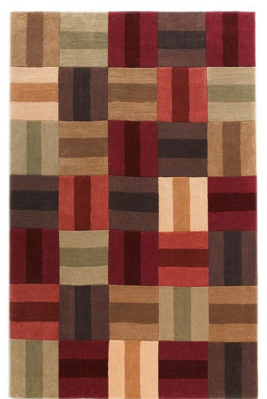 Rugs * | Special Trio Boxes Burg & Beige 1.10 2.10 Linon Home Decor Rug-Tad22123