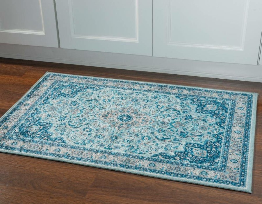 Rugs * | Fashion Emerald Barton Blue & Ivory 2.2 3.2 Linon Home Decor Rugem1223