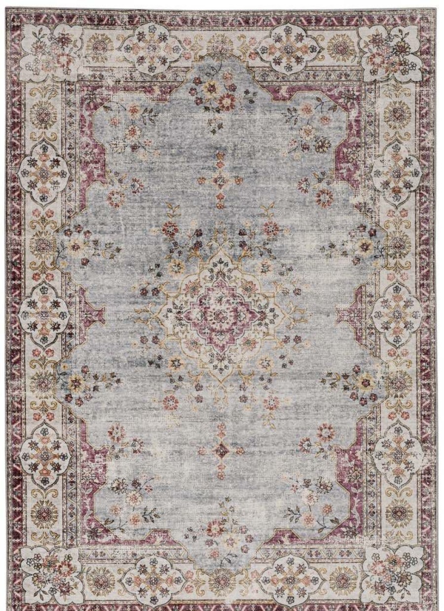 Rugs * | Top Sellers Washable Lennox Pale Blue/Ivory 2 3 Linon Home Decor Rugwr1223