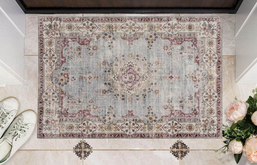 Rugs * | Top Sellers Washable Lennox Pale Blue/Ivory 2 3 Linon Home Decor Rugwr1223