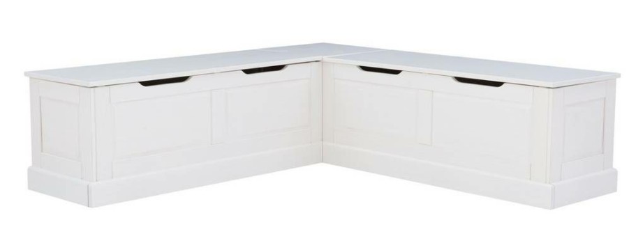 Kitchen & Dining * | Best Sellers Tobin Backless Corner Breakfast Nook, White Linon Nk158Wht01U