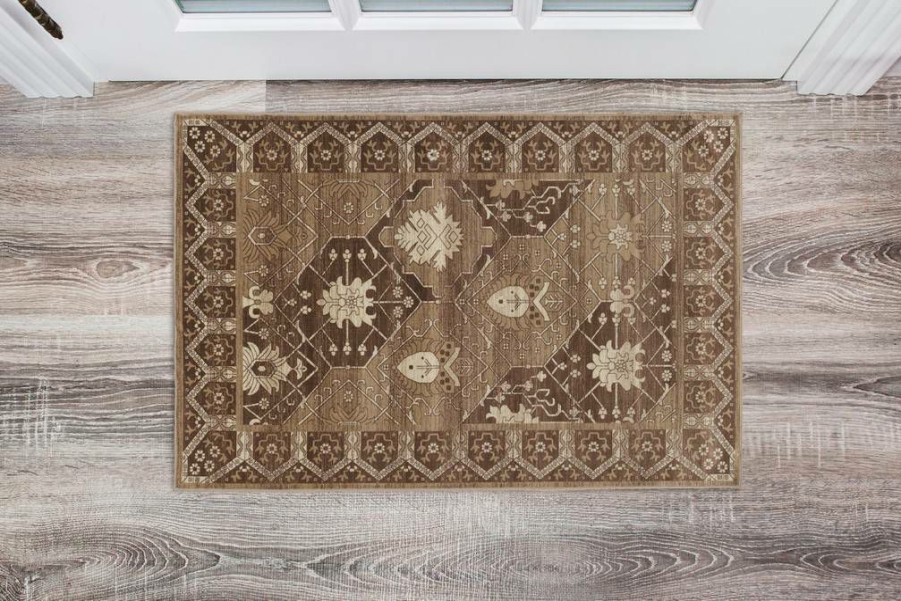 Rugs * | Fashion Vintage Belouch Beige & Brown 2 3 Linon Home Decor Rugvt3923