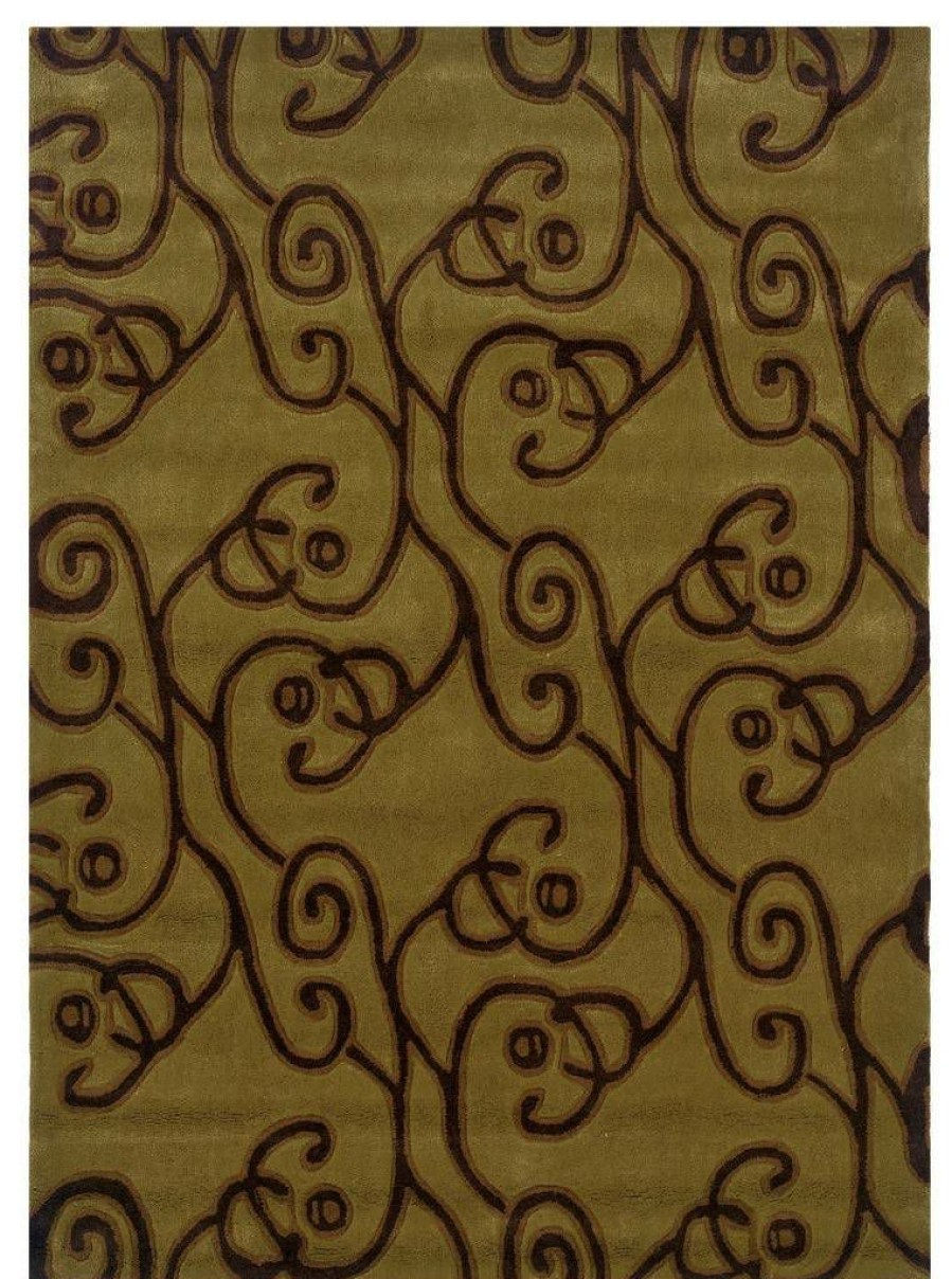 Rugs * | Fashion Trio Milard Green & Brown 1.10 2.10 Linon Home Decor Rug-Ta06023