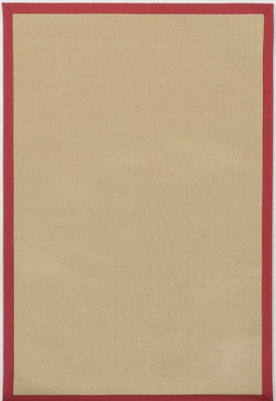 Rugs * | Top Sellers Faux Sisal Natural & Red 12 15 Linon Home Decor Rugfs01031215