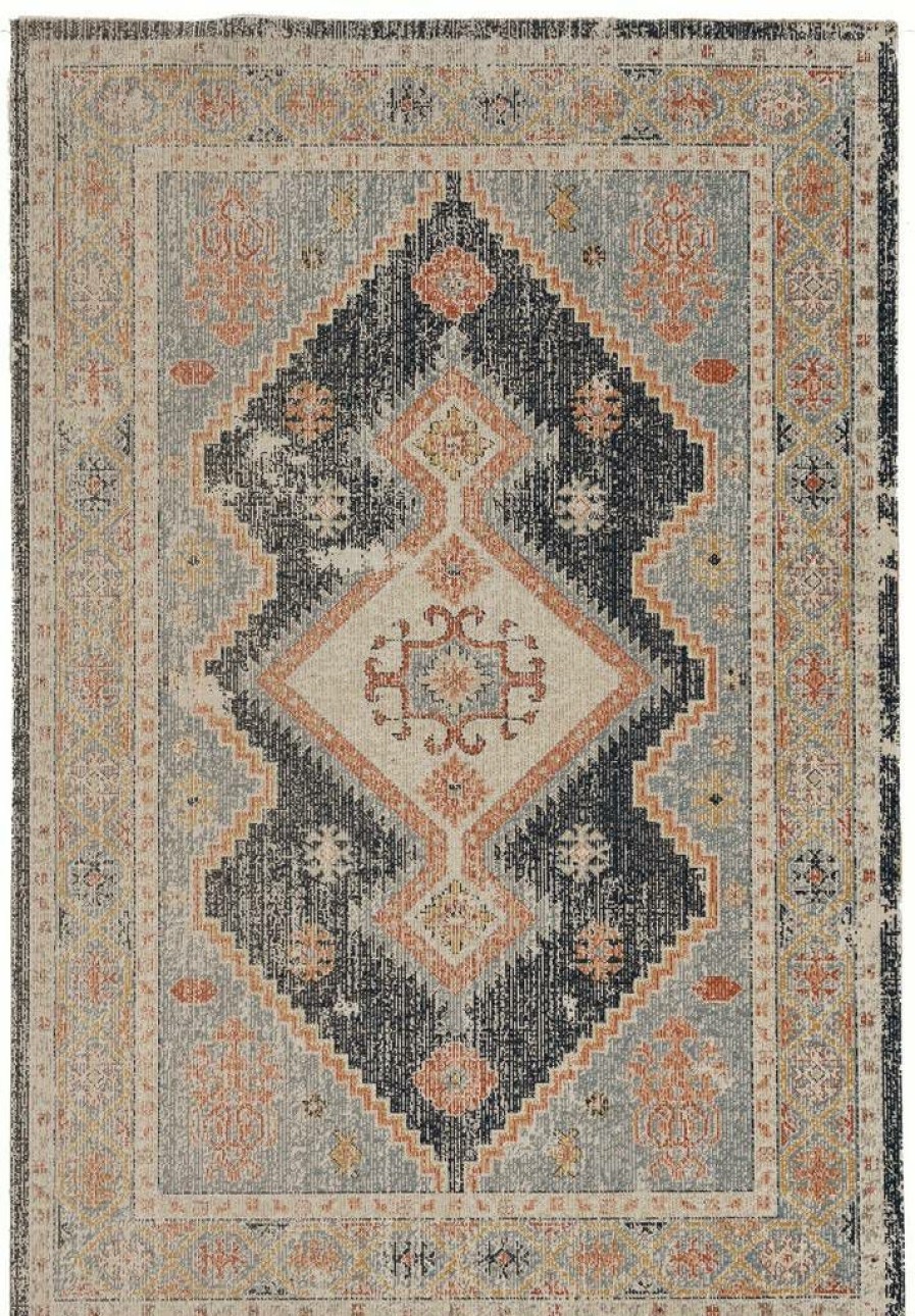 Rugs * | Quick Delivery Great Zero Harlon Ivory & Blue 2 3 Linon Home Decor Ruggz0223